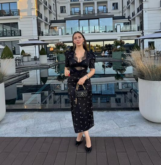 Camilla - V-neck satin silk dress