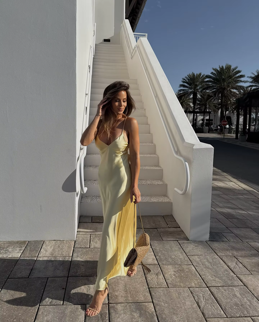 Rosalia - Elegant satin silk strap dress