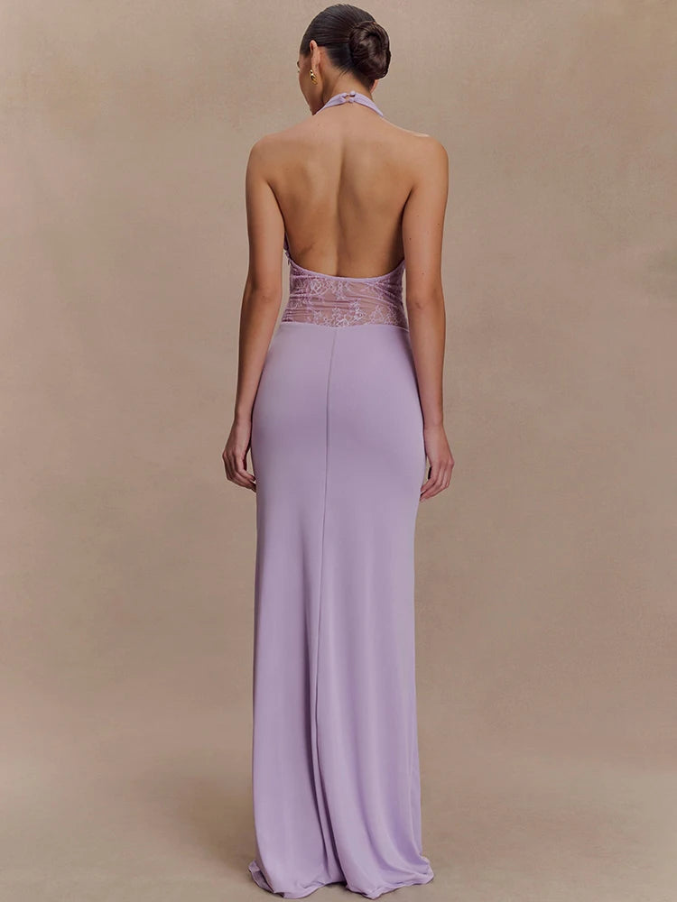 Celina - Dress with plunging neckline and lace detailing