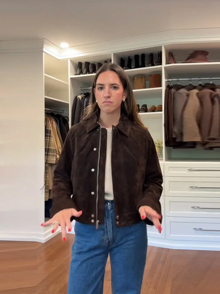 Harper - Suede style zipper jacket