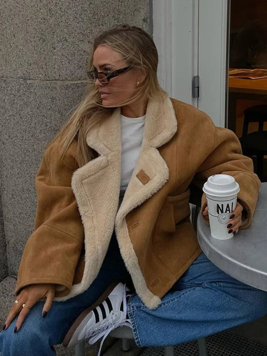 Jackie - Oversized faux lammy coat