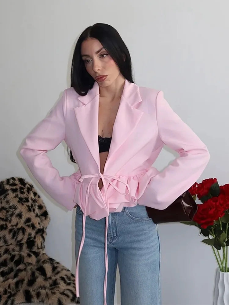 Samina - Ruffled hem blazer jacket