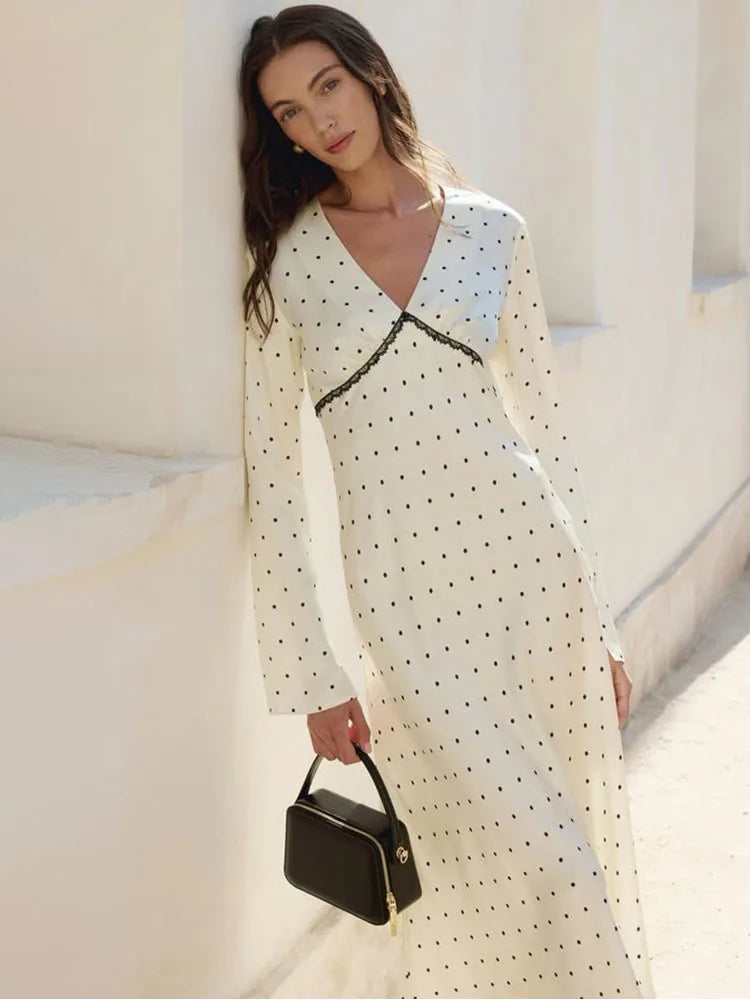 Lainey - Satin silk polkadot dress
