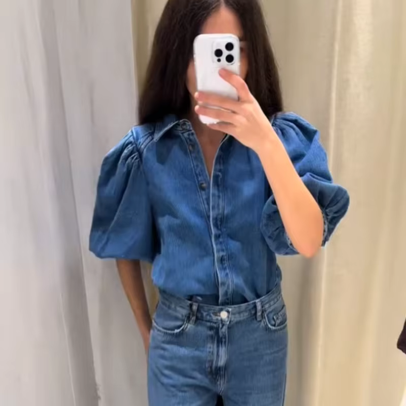 Kayla - Casual denim blouse
