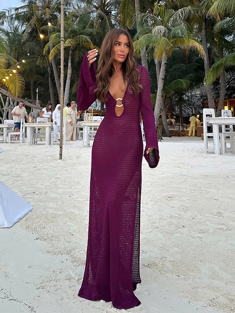 Rafaela - Crochet deep v-neck dress