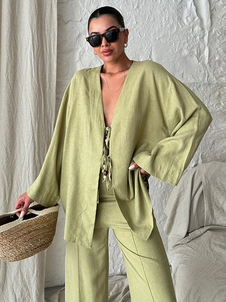 Lisa - Cotton linen blend two piece set
