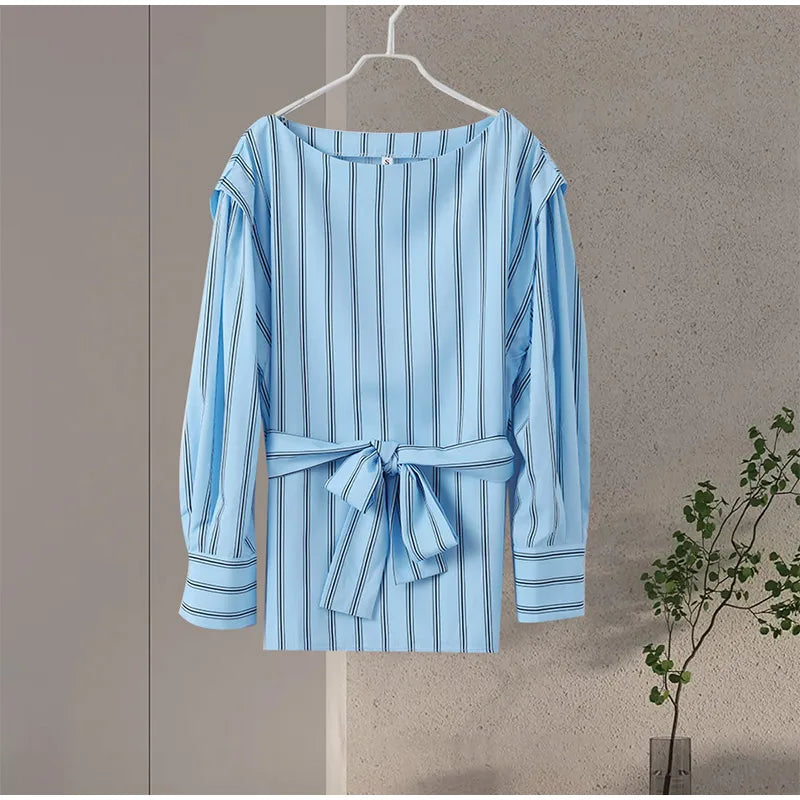 Mirella - Striped poplin blouse and skirt