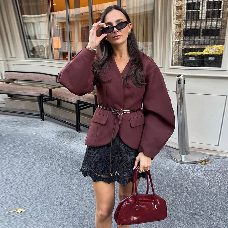 Celine - V-neck belted jacket