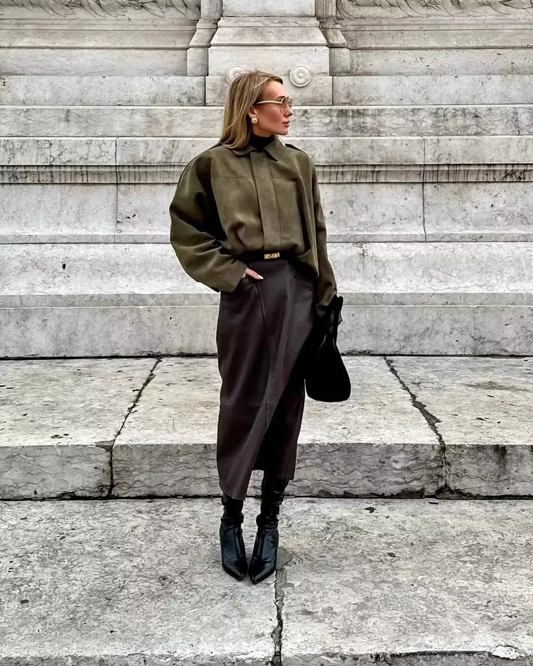 Evelyn - Suede texture zipper jacket