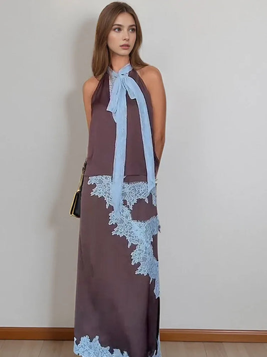 Amelie - Satin silk and lace set