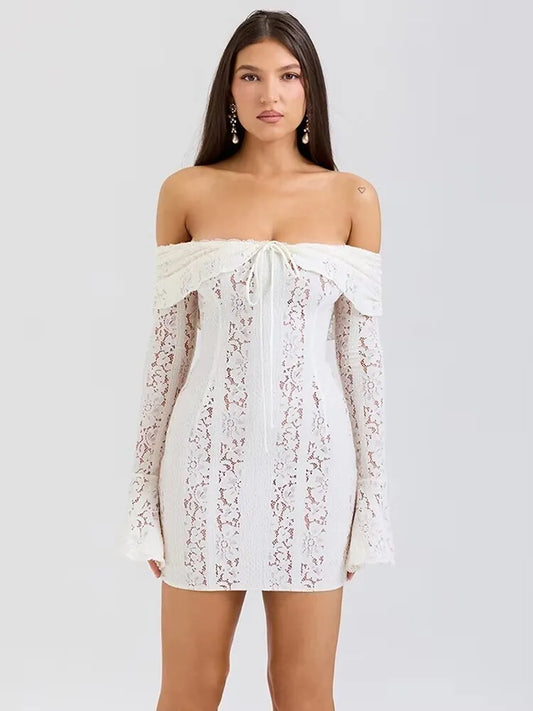 Camilla - Flattering lace off shoulder dress