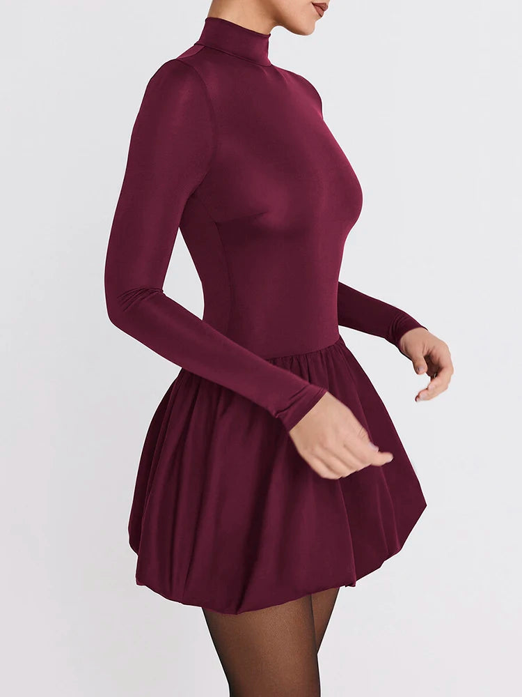 Maribel - Elegant high neck mini dress