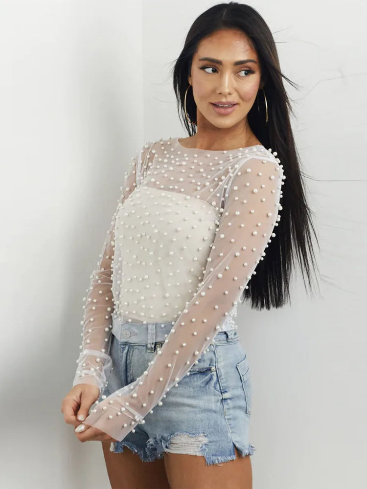 Mira - Pearl embellished top