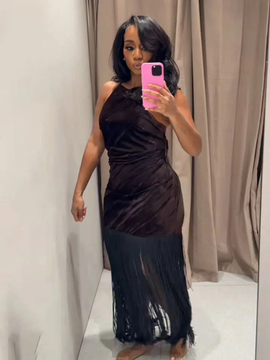 Liliya - Velvet and tassle dress