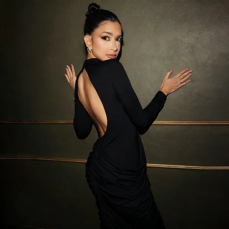 Yasa - Ruched turtle neck dress