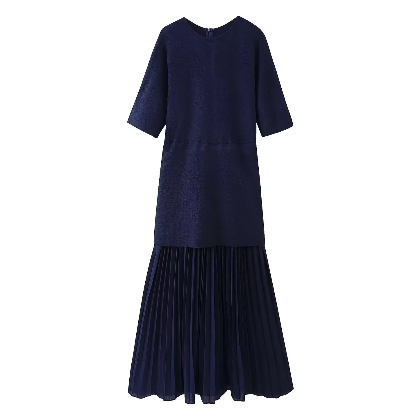 Paola - Pleated short sleeved dress