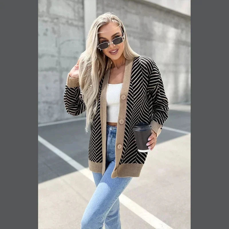 Jillian - Elegant herringbone cardigan
