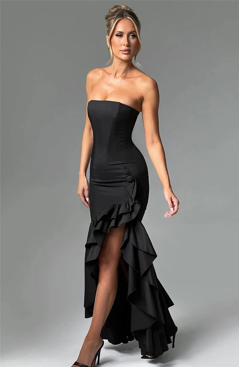 Paola - Strapless dress with slit