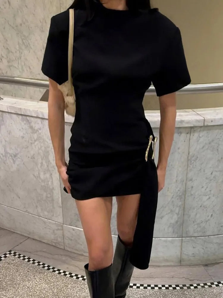 Alba - Flattering tshirt dress with buckle