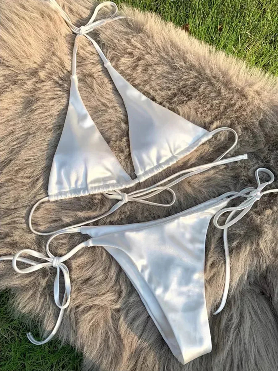 Hailey - Satin look triangle bikini