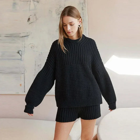 Lucy - Knitted sweater and short co-ord set
