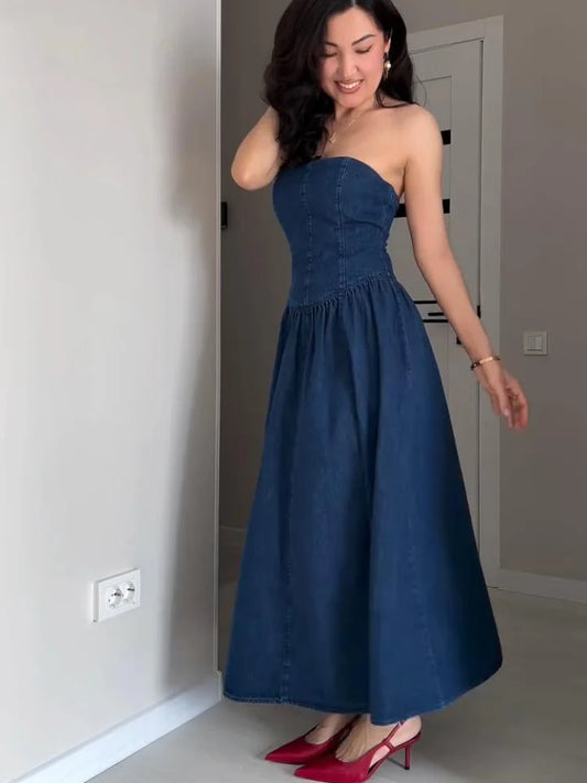 Elowen - Strapless denim dress