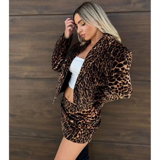 Leonie - Velvet leopard blazer jacket