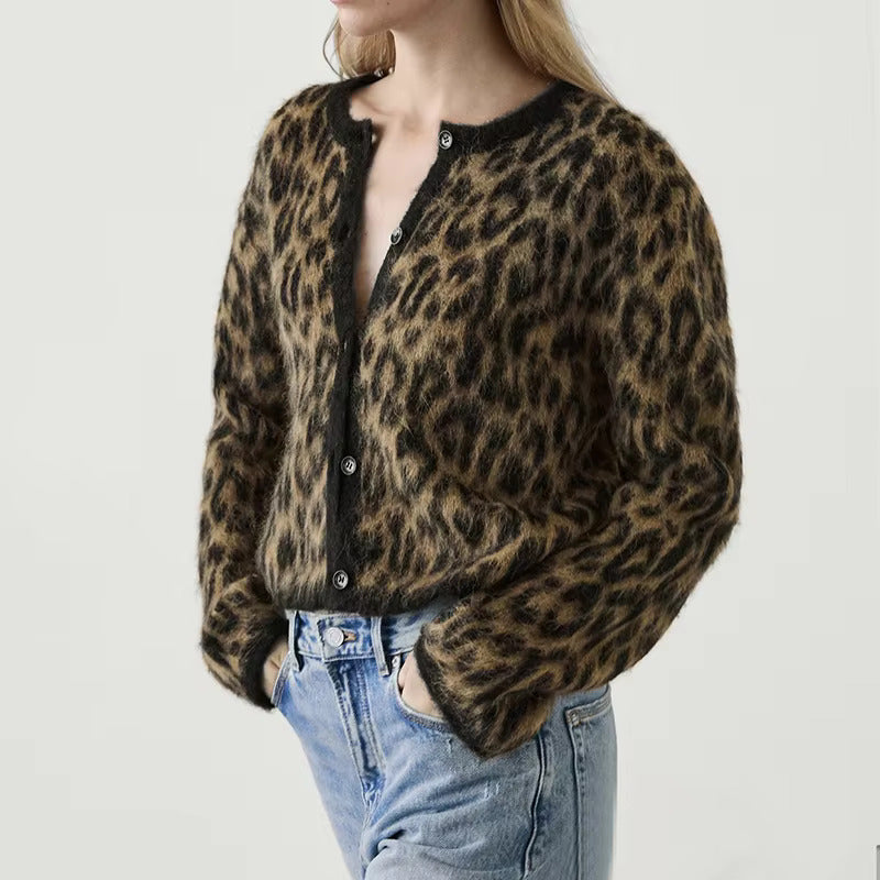 Sofia - Leopard print knitted cardigan