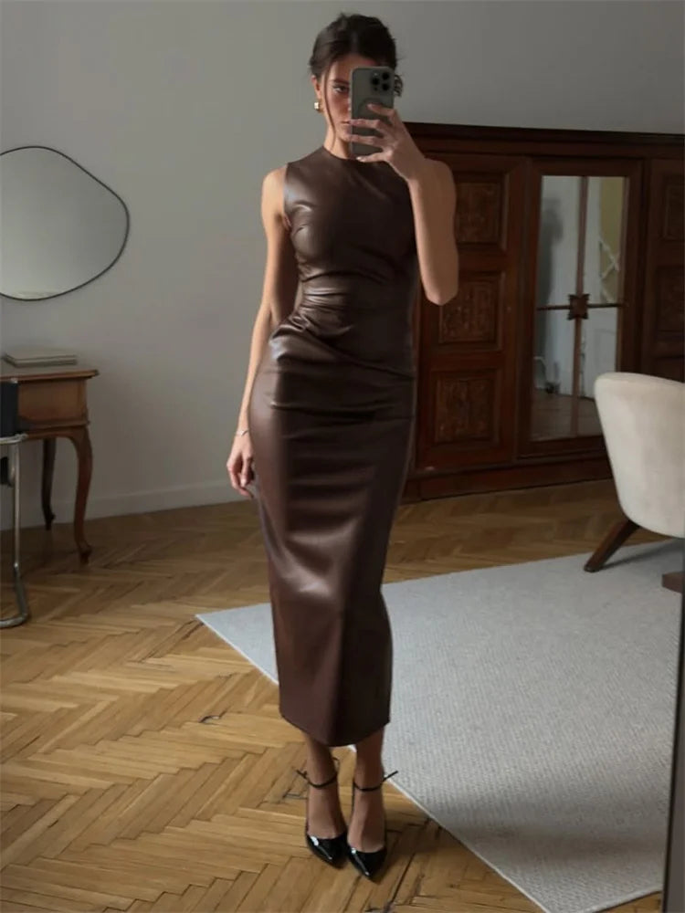 Sophia - Faux leather dress