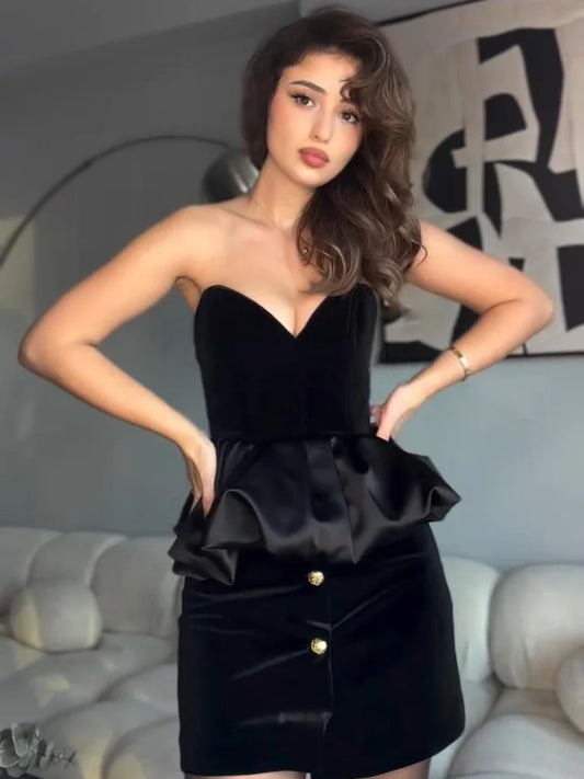 Zinnia - Velvet strapless top