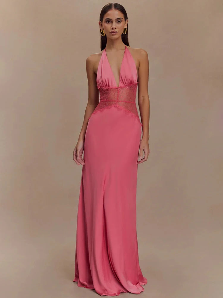 Eve - Halterneck dress with lace detail