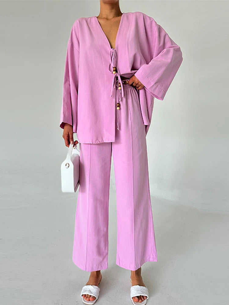 Lisa - Cotton linen blend two piece set
