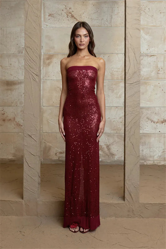 Emilia - Strapless sequined tube dress