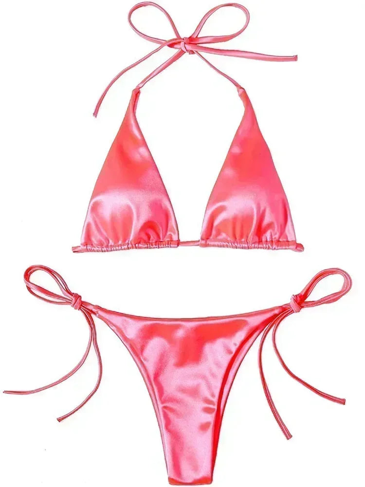 Hailey - Satin look triangle bikini