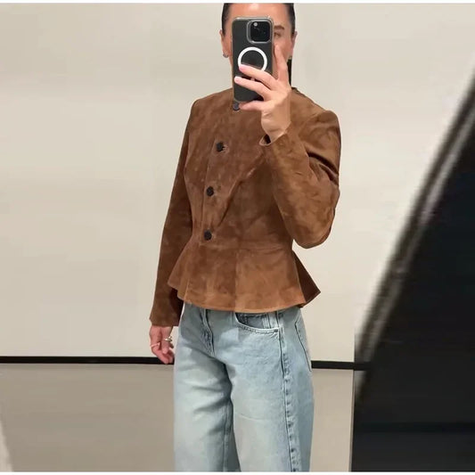Arden - Peplum suede style jacket