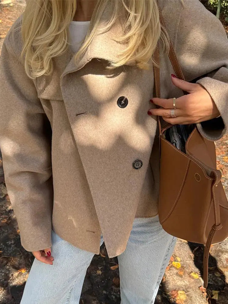 Sarah - High neck wool blend coat