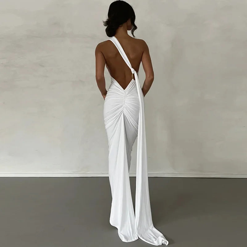 Coralie - Elegant one shoulder long dress