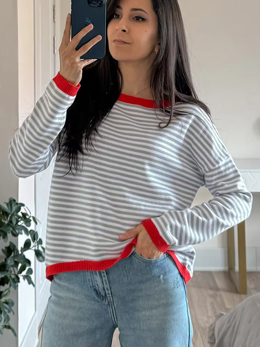 Mirina - Elegant striped long sleeve shirt