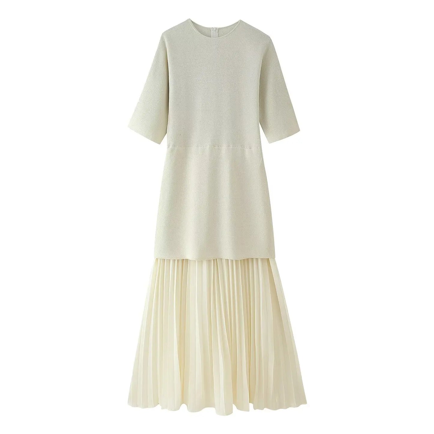Paola - Pleated short sleeved dress