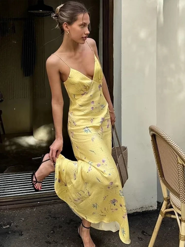 Emily - Satin silk floral dress