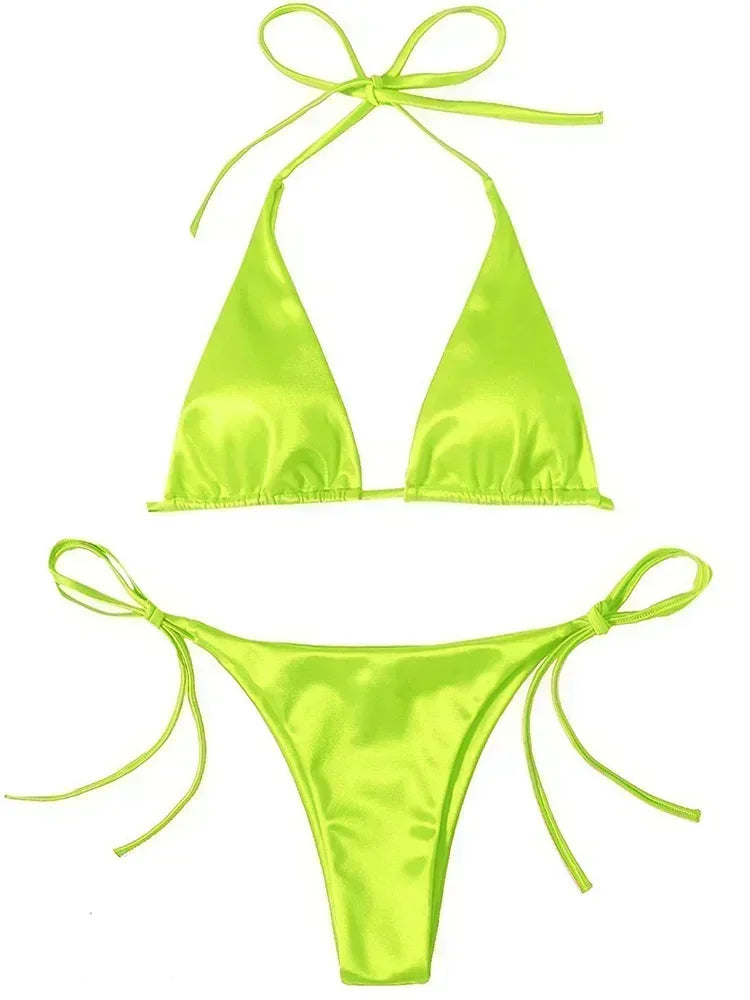 Hailey - Satin look triangle bikini