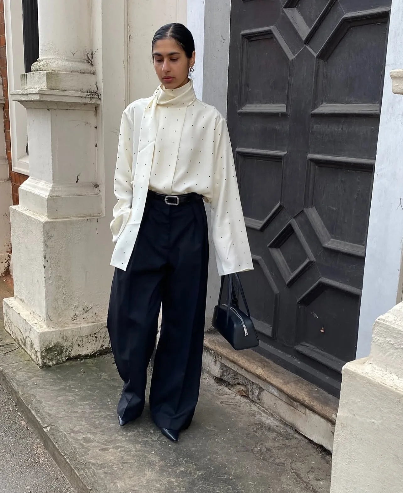Mina - Satin silk pokadot top