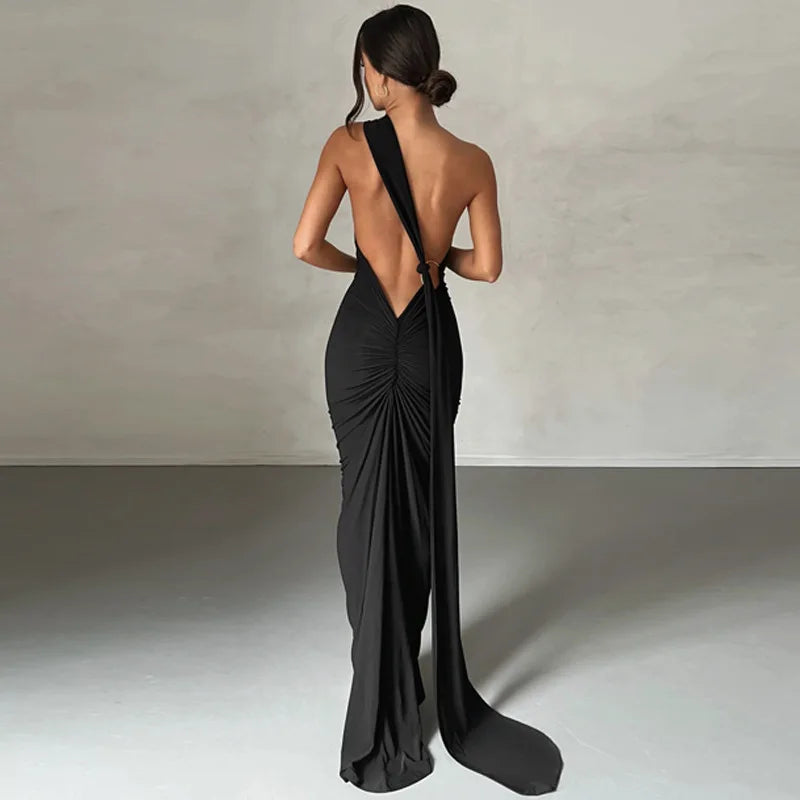 Coralie - Elegant one shoulder long dress