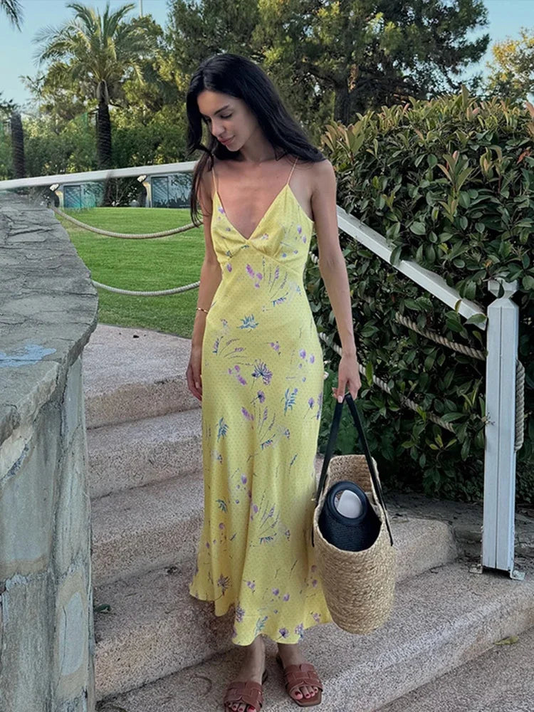 Emily - Satin silk floral dress