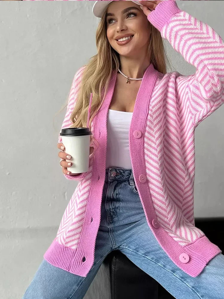 Jillian - Elegant herringbone cardigan