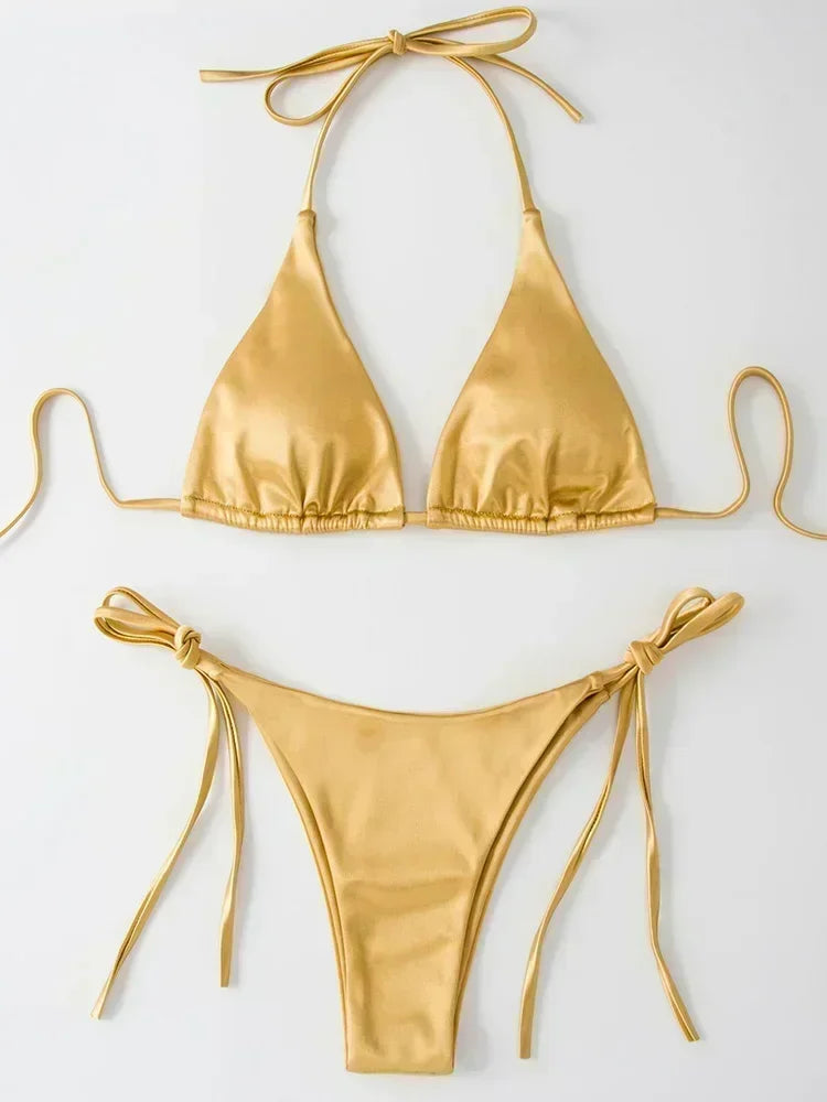 Hailey - Satin look triangle bikini