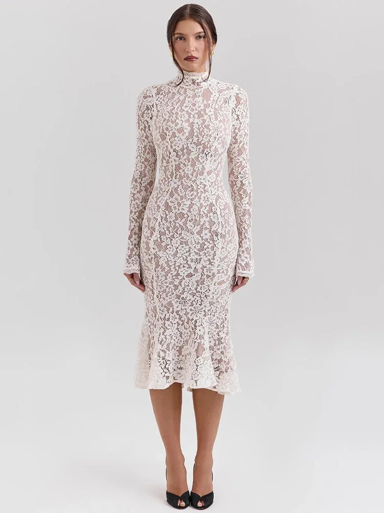 Meghan - Elegant lace midi dress