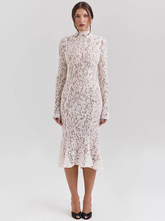 Meghan - Elegant lace midi dress