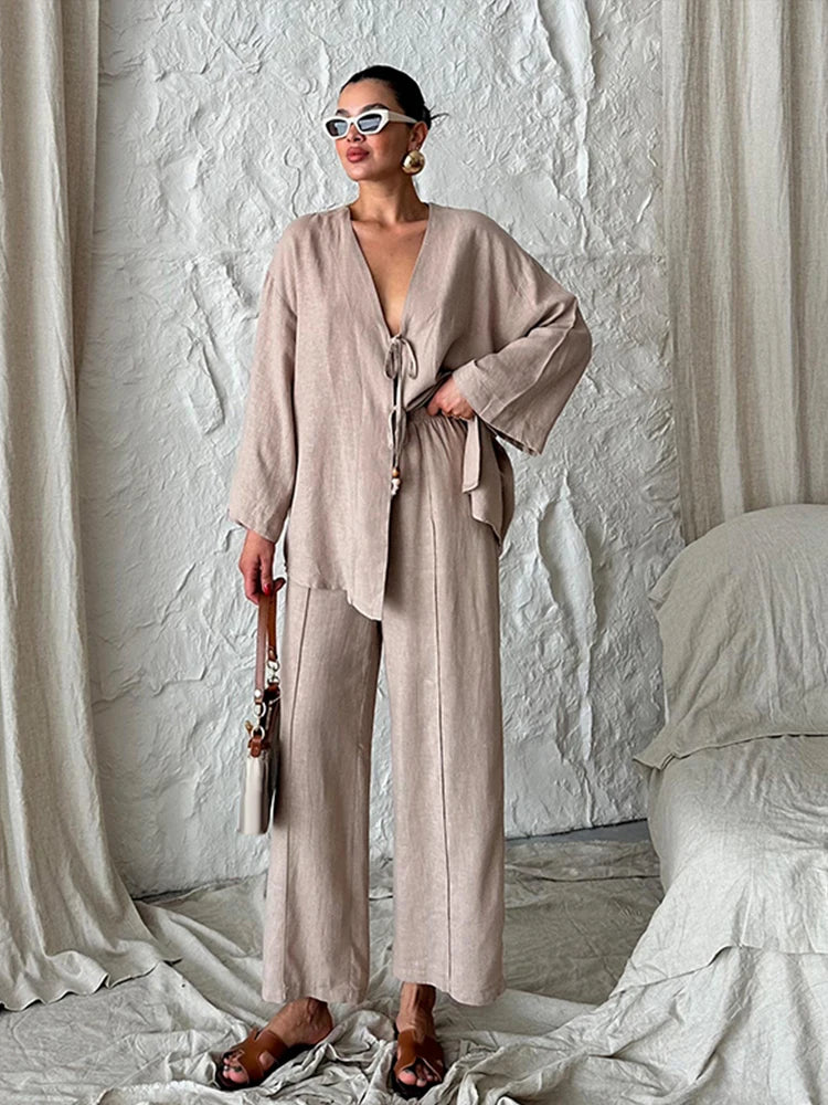 Lisa - Cotton linen blend two piece set