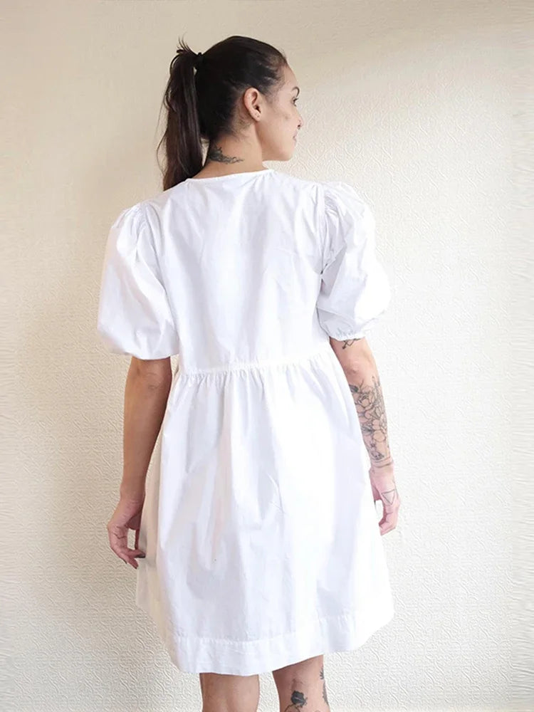Mirri - Lace up poplin dress